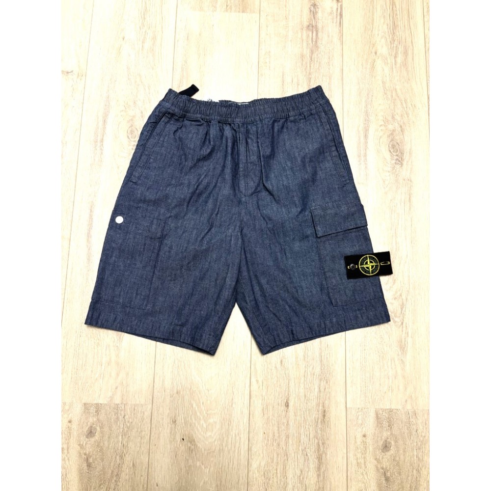 Stone Island L1407 Chambray Canvas Blue shorts