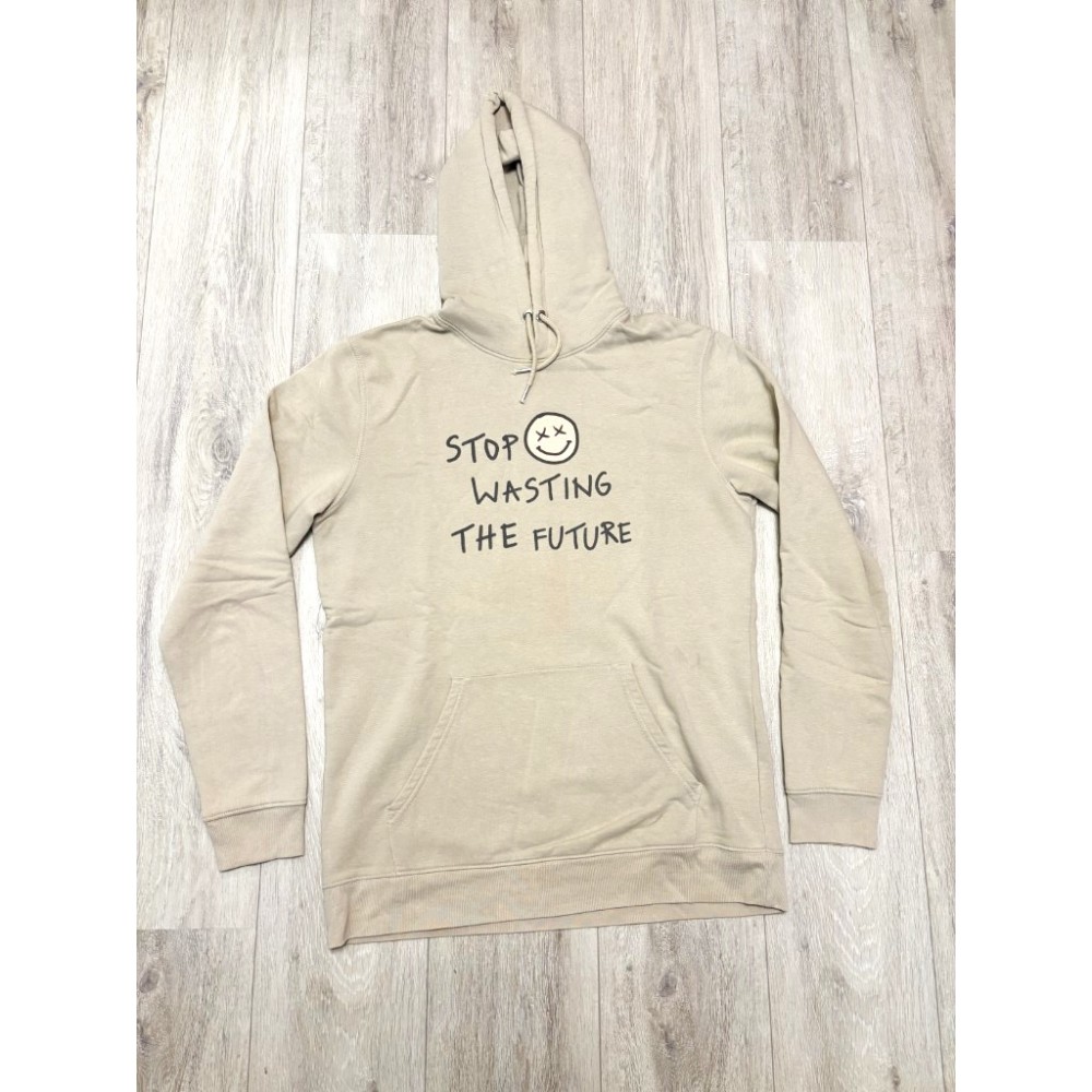 Broken Planet Market 'Stop Wasting the Future' beige hoodie