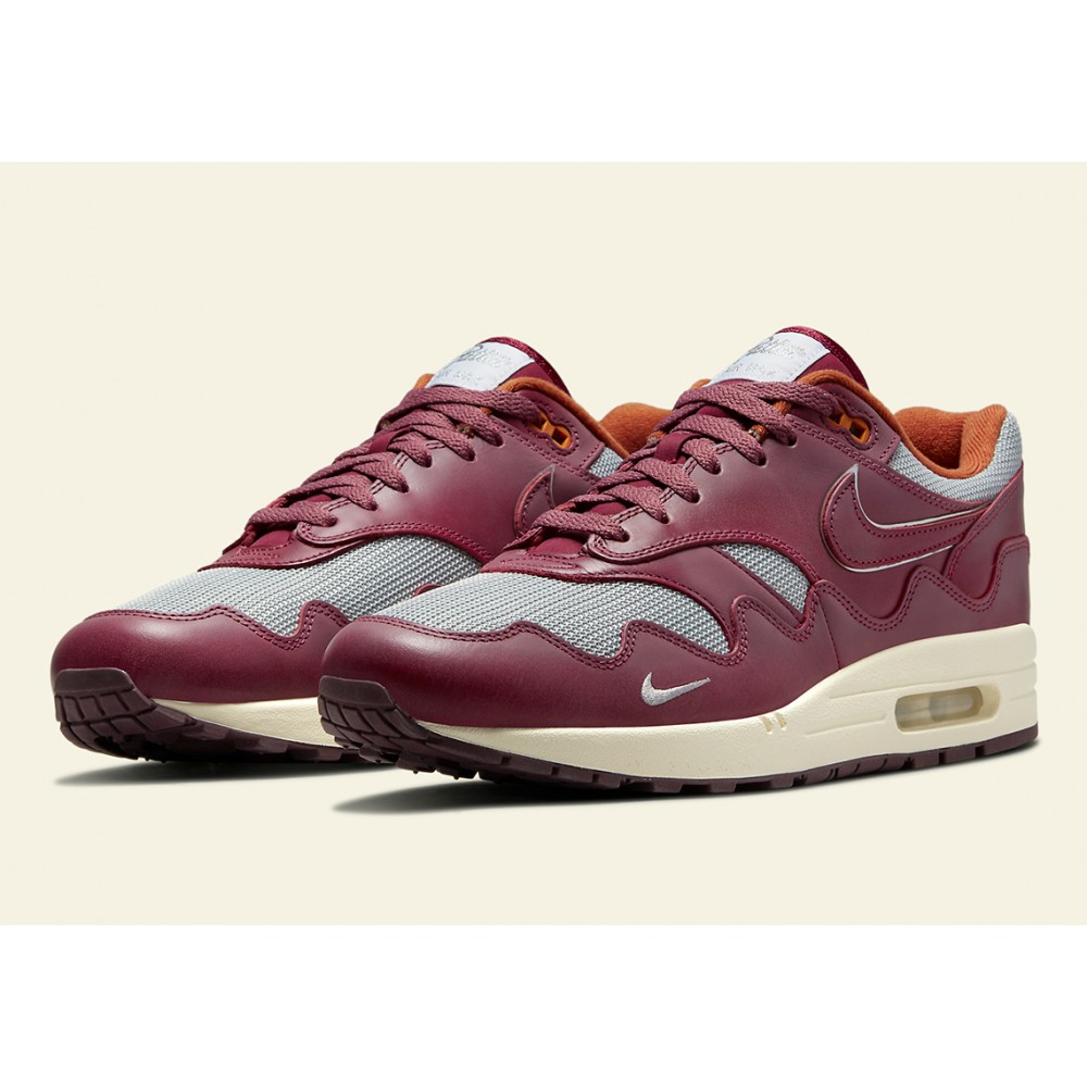 Nike Air Max 1 Patta Waves Rush Maroon DO9549-001 with bracelet
