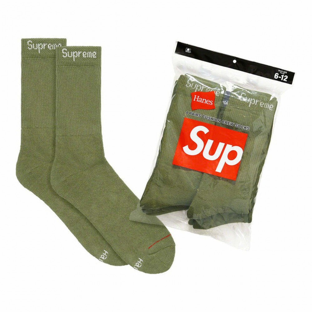Supreme®/Hanes® Crew Socks (4 Pack) Olive